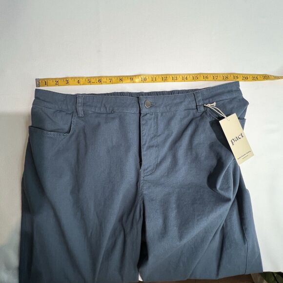 Pact Womens Stretch Twill Wide Leg Pants Size XXL Blue Organic Cotton Ankle - Picture 8 of 11
